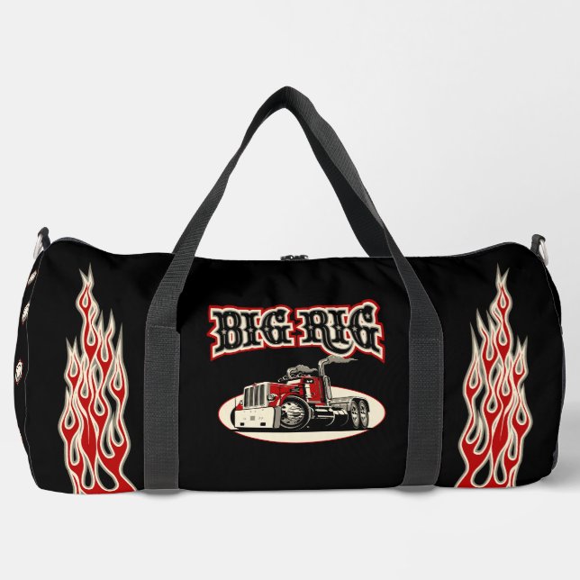 Cartoon retro truck "Big Rig" Duffle Bag (Front)