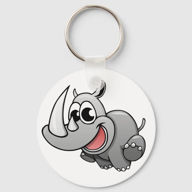 Cartoon Rhino Key Ring (Front)