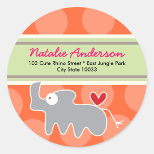 Cartoon Rhino Kid Custom Address Label Sticker