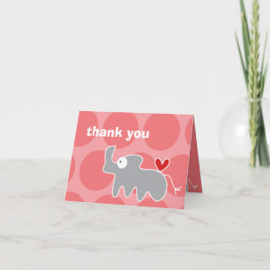 Cartoon Rhino Kid's Birthday Thank You Note Card