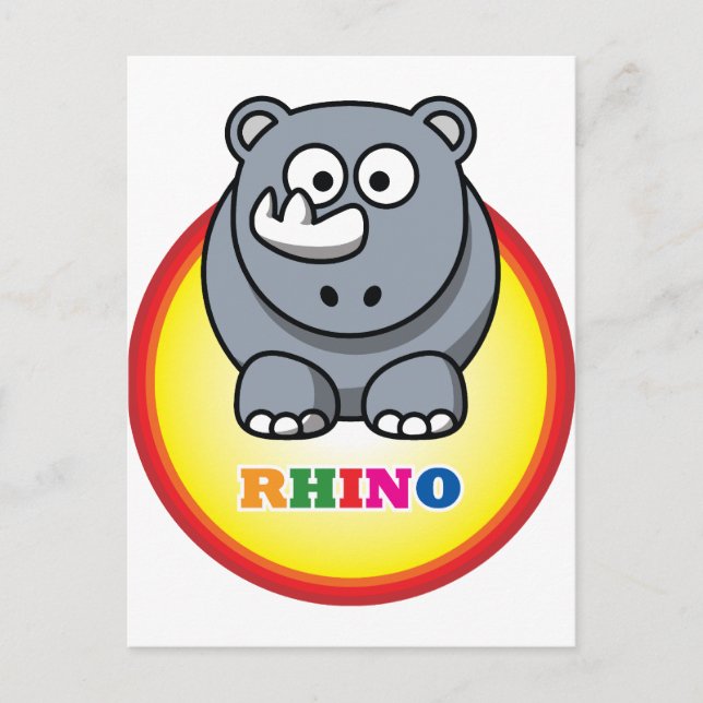 Cartoon Rhino Postcard (Front)