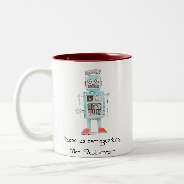 cartoon-robot, Domo arigato, Mr. Roboto Two-Tone Coffee Mug (Left)