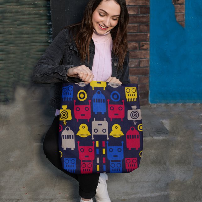 Cartoon robots tote bag (Creator Uploaded)