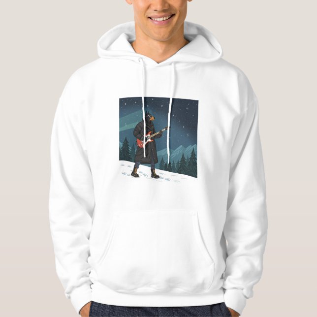 Cartoon Rocker Dog Under the Stars Hoodie (Front)