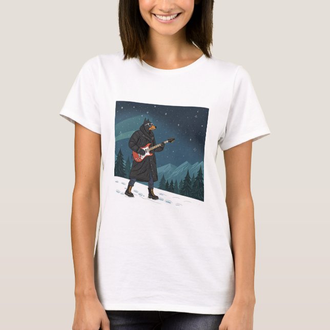 Cartoon Rocker Dog Under the Stars T-Shirt (Front)