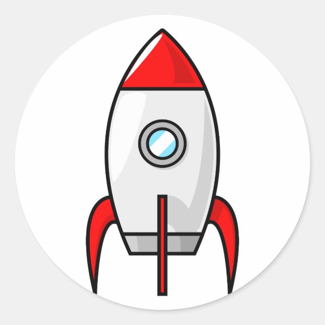 Cartoon Rocket Classic Round Sticker (Front)