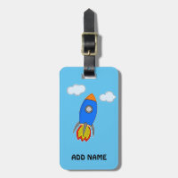 Cartoon Rocket In Blue Sky