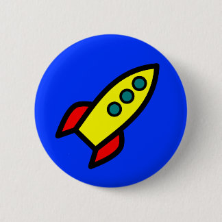 Cartoon Rocket Ship 6 Cm Round Badge
