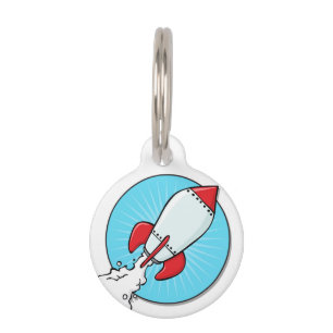 Cartoon Rocket Ship Design Pet Tag