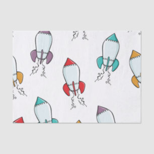 Cartoon Rocket Ship Pattern Tissue Paper