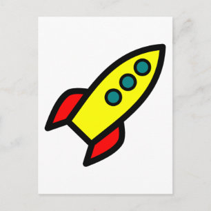Cartoon Rocket Ship Postcard