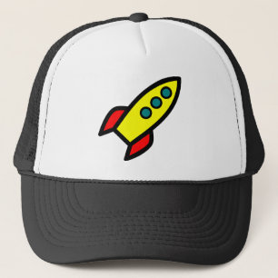Cartoon Rocket Trucker Hat
