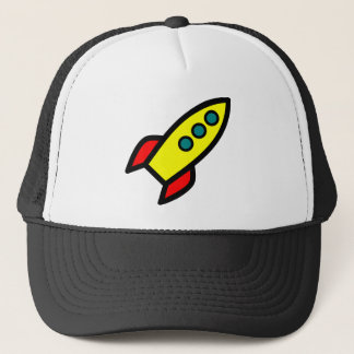 Cartoon Rocket Trucker Hat