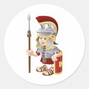 Cartoon Roman Soldier Classic Round Sticker