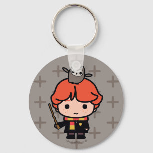 Cartoon Ron Weasley and Pigwidgeon Key Ring