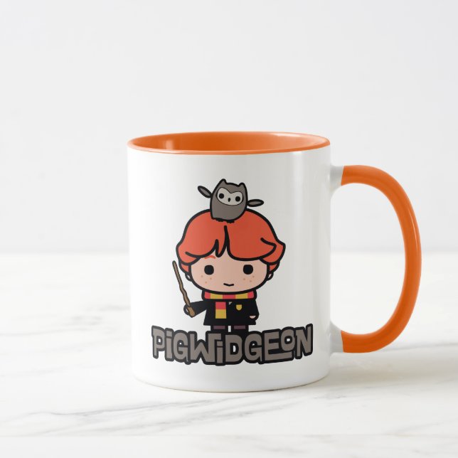 Cartoon Ron Weasley and Pigwidgeon Mug (Right)