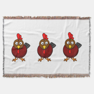 Cartoon Rooster Throw Blanket