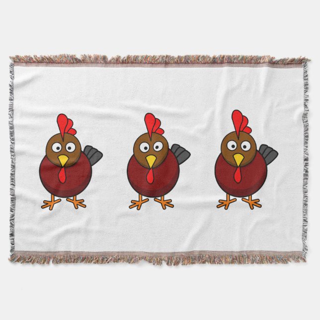 Cartoon Rooster  Throw Blanket (Front)