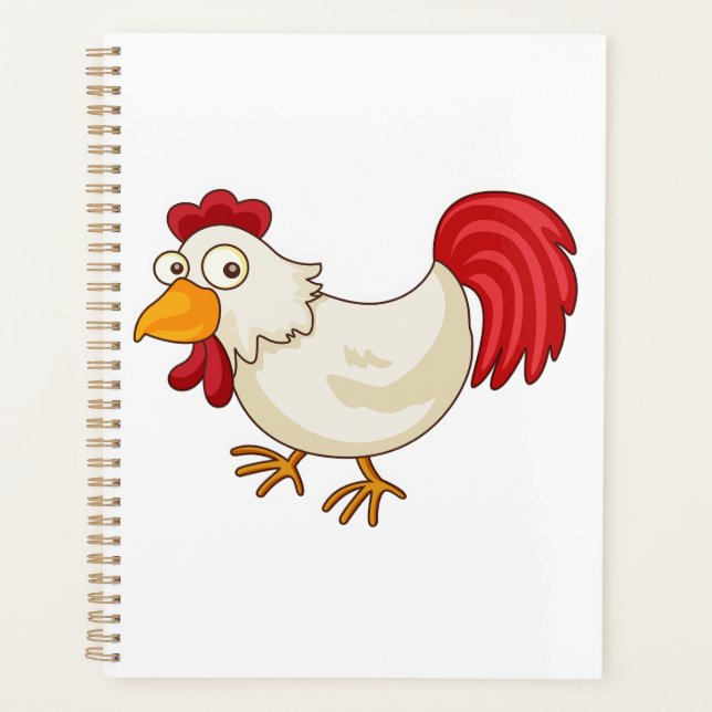 Cartoon Rooster White Chicken Planner (Front)