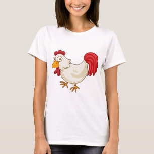 Cartoon Rooster White Chicken T-Shirt