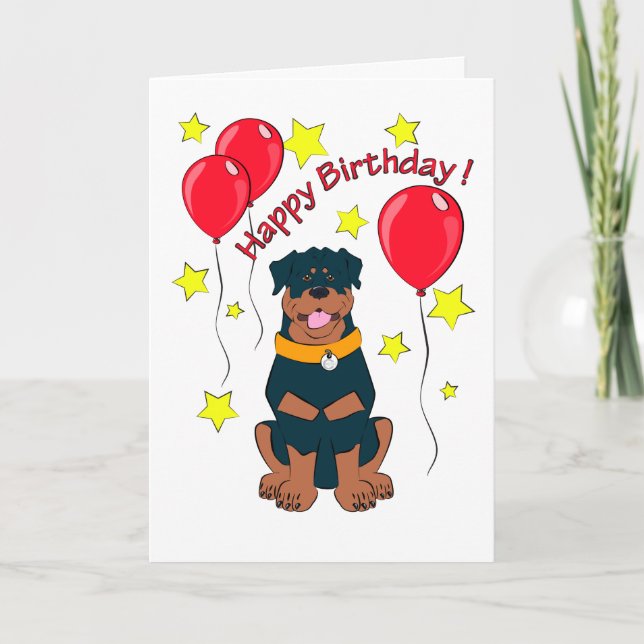 Cartoon rottweiler birthday card (Front)