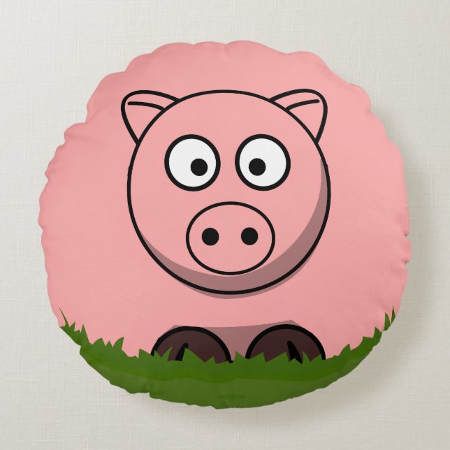 Cartoon Round Bubble Pig  Round Cushion (Front)