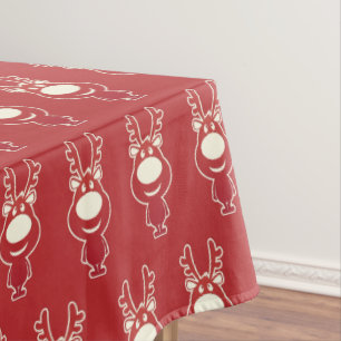 Cartoon Rudolph Red Pattern Tablecloth