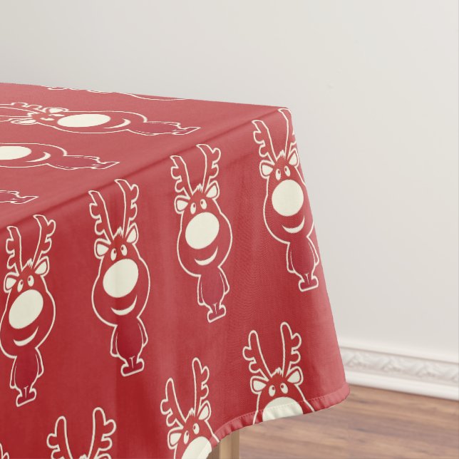 Cartoon Rudolph Red Pattern Tablecloth (In Situ)