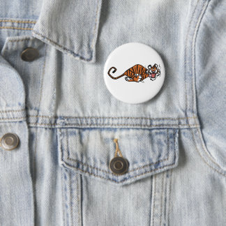 Cartoon Running Tiger 6 Cm Round Badge