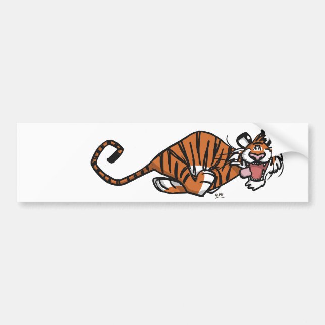 Cartoon Running Tiger bumper sticker (Front)