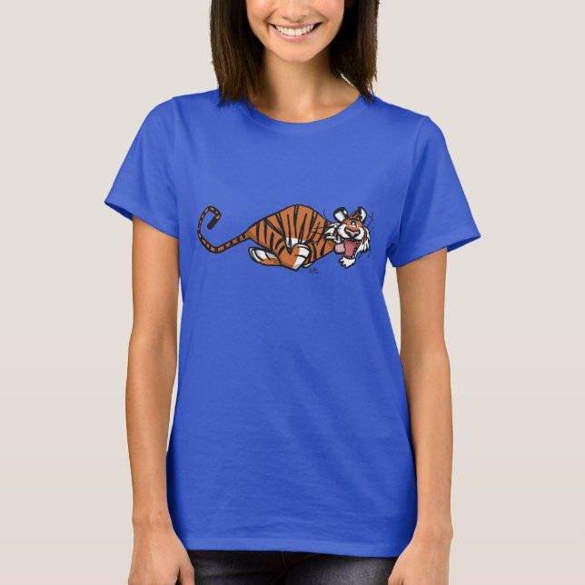 Cartoon Running Tiger Women T-Shirt (Front)