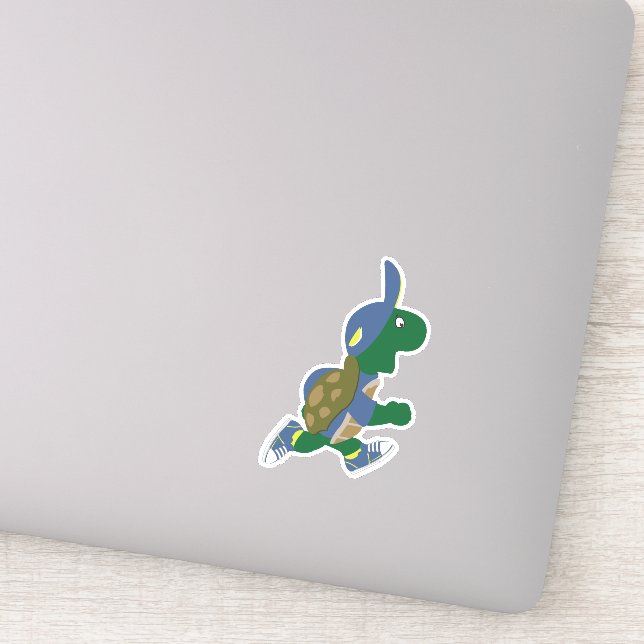 Cartoon Running Turtle Wearing a Blue Hat (Detail)