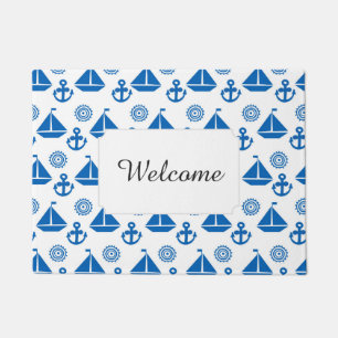Cartoon Sail Boat Pattern   Add Your Text Doormat