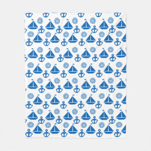 Cartoon Sail Boat Pattern Fleece Blanket