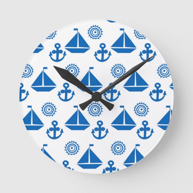 Cartoon Sail Boat Pattern Round Clock (Front)
