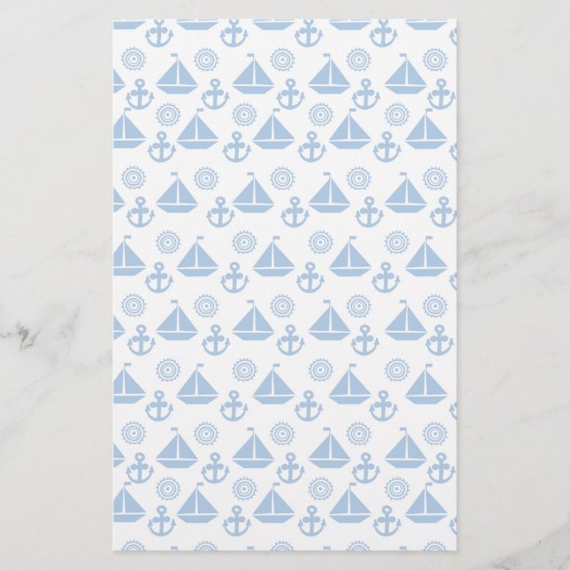 Cartoon Sail Boat Pattern Stationery (Front)