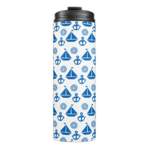 Cartoon Sail Boat Pattern Thermal Tumbler