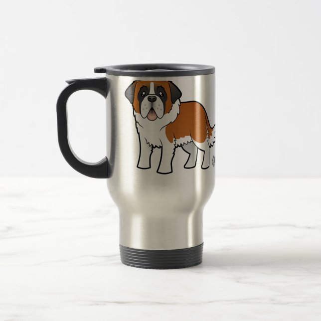 Cartoon Saint Bernard Travel Mug (Left)