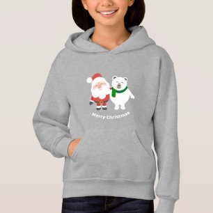 Cartoon Santa and Polar Bear Christmas hoodie