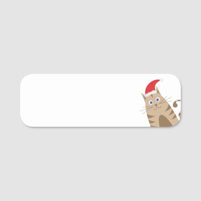 Cartoon santa cat name tag (Front)