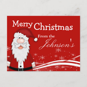Cartoon Santa Christmas Greeting Holiday Postcard