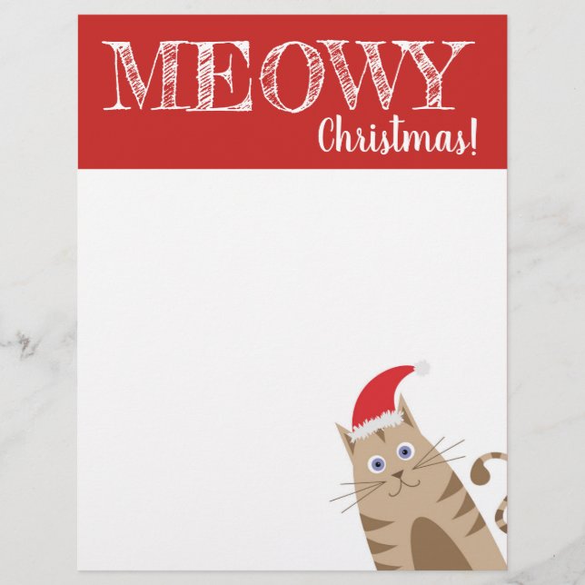Cartoon santa claus cat pet merry christmas custom letterhead (Front)