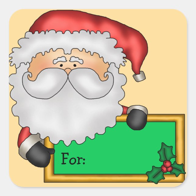 Cartoon Santa Claus Christmas Gift Tag (Front)