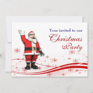 Cartoon Santa Claus Christmas Party Invitation