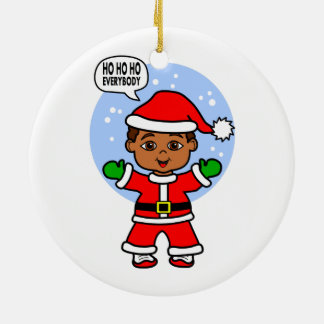 Cartoon Santa Claus Cute Toddler Image Ceramic Tree Decoration