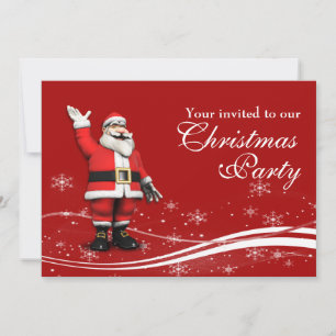 Cartoon Santa Claus & Mouse Christmas Party Invitation