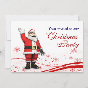 Cartoon Santa Claus & Mouse Christmas Party Invitation