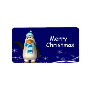 Cartoon Santa Claus Penguin Christmas Gift Tags