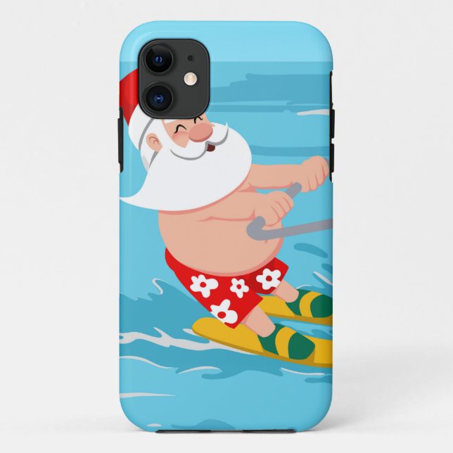 Cartoon Santa Claus water skiing Case-Mate iPhone Case (Back)