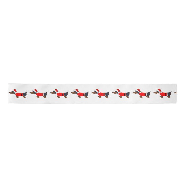 Cartoon Santa Dachshund Dog Christmas Ribbon Satin Ribbon (Front)